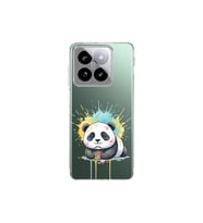 Xiaomi Mi 14 ile Uyumlu Splash Panda Tasarımlı Şeffaf Silikon Kılıf