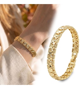 Premium Şık ve Parlak Facetta 24K Gold Kaplama 8 mm Kadın Bijuteri Bileklik 3183KBV5D6 - (~18cm)