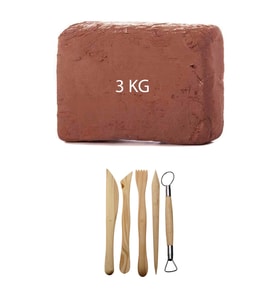 Kahve Çamur Kırmızı Kil Seramik Hamuru 3 kg Ebeşuar Seti Seramik Şekillendirme Seti