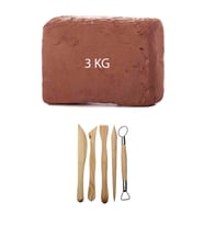 Kahve Çamur Kırmızı Kil Seramik Hamuru 3 kg Ebeşuar Seti Seramik Şekillendirme Seti