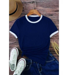 Unisex Lacivert Penye İnterlok Tişört