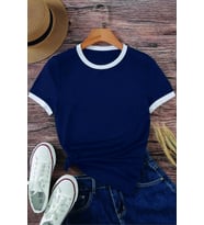 Unisex Lacivert Penye İnterlok Tişört