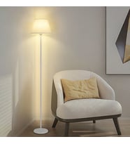 RİOLİGHT RETRO RUSTİK KUMAŞ BAŞLIK BEYAZ METAL LAMBADER KÖŞE LAMBASI (Beyaz-Krem)