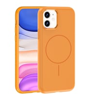 Apple iPhone 11 Uyumlu Kılıf M-Safe Şarj Özellikli Metal Kamera Çerçeveli Zore Edi Silikon Kapak (Turuncu)
