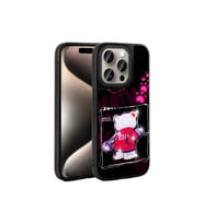 Apple iPhone 15 Pro Max Uyumlu Kılıf Parlayan Kabartmalı İkonik Figürlü Zore Amas Silikon Kapak (Siyah)