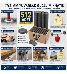 512 Adet Mıknatıs 17x3 Mm Yuvarlak Güçlü Mıknatıs Disk Mıknatıs