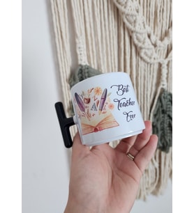 Öğretmenler İçin Kitap Kalem Desenli Best Teacher Ever Yazılı Porselen T Kupa Bardak Latte Fincanı