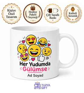 Emoji Tasarımlı Eğlenceli Baskılı Kupa Bardak Hediye Porselen Mug