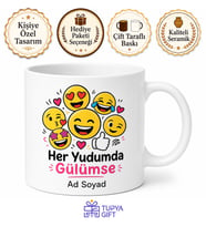 Emoji Tasarımlı Eğlenceli Baskılı Kupa Bardak Hediye Porselen Mug