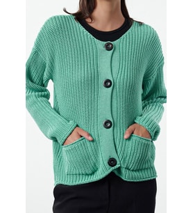 Kadın Modern Tarz Oversize Kayık Yaka Regular Triko Hırka