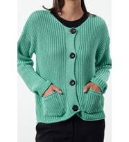 Kadın Modern Tarz Oversize Kayık Yaka Regular Triko Hırka
