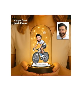 Kişiye Özel Erkek Karikatür Fanus  Meslek ve Hobi Temalı Işıklı Biblo
