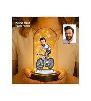 Kişiye Özel Erkek Karikatür Fanus  Meslek ve Hobi Temalı Işıklı Biblo