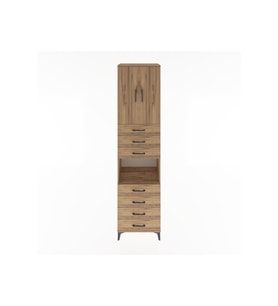 Hyperion Dolap 3 Raflı 7 Çekmeceli 2 Kapaklı 60x44x243 Çam-Çam