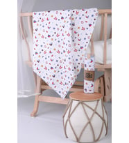 Müslin Örtü 85x90cm Çapa Desen Organik Hediyelik Emzirme Alt Açma Yenidoğan Puset Örtüsü