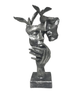 Kuşlu Sevgili Mask Dekoratif Biblo Gümüş Eskitme