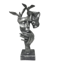 Kuşlu Sevgili Mask Dekoratif Biblo Gümüş Eskitme