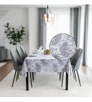 & LAUREL Jakarlı Dikdörtgen Masa Örtüsü 160 x 240 cm, Dokuma Kumaş, Makinede Yıkanabilir, Mutfak ve Salon için Dekoratif Sofra Örtüsü - Gri Ağırlıklı