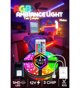 1 MT Şerit LED Animasyonlu Tak Çalıştır Kumandalı Rgb Işık Duvar Aydınlatma Ambiyans Parti Led