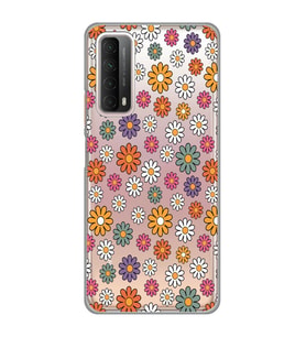 Huawei P Smart 2021 Uyumlu Çiçek Desenli Şeffaf Telefon Kılıfı