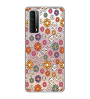 Huawei P Smart 2021 Uyumlu Çiçek Desenli Şeffaf Telefon Kılıfı
