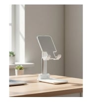 Mey İthalat® Ayarlanabilir Ergonomik Katlanabilir Masaüstü Telefon Tutucu Beyaz