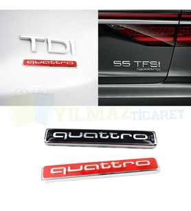 Audi Quattro Bagaj Çamurluk Logo Amblem Çelik 1 Ad Kırmızı-Siyah (Kırmızı)