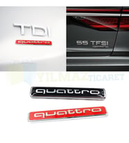 Audi Quattro Bagaj Çamurluk Logo Amblem Çelik 1 Ad Kırmızı-Siyah (Kırmızı)