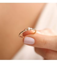14 Ayar Altın İnci Yüzük Mini Taşlı (Çok Renkli)