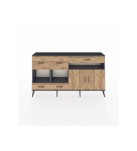 Arges Konsol 4 Raflı 5 Çekmeceli 2 Kapaklı 176x30x99 Antrasit-Çam