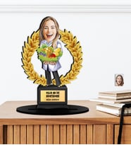 Kişiye Özel Karikatürlü Yılın Diyetisyeni Ahşap Oscar - Masaüstü Biblo