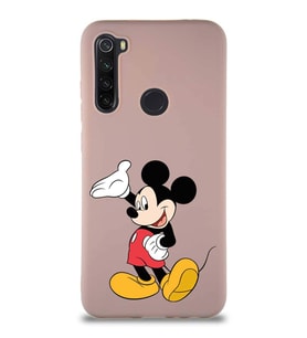 Xiaomi Redmi Note 8 Soft Premier Kapak Mickey Mouse-C Tasarımlı Silikon Kılıf - Pudra (Şeffaf)