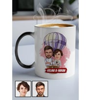 Eşe Hediye Uçan Balon Temalı Karikatürlü Sihirli Kupa Bardak