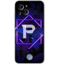 Reeder S23 Pro Max Kılıf HD Desen Baskılı Arka Kapak - Dark Neon Yaprak P Harfi