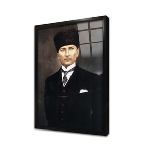 Kalpaklı Atatürk Çerçeveli Cam Tablo