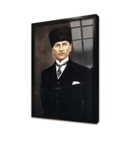 Kalpaklı Atatürk Çerçeveli Cam Tablo