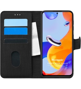 Xiaomi Redmi Note 11 Pro 5G için Kılıf Fabric Book Wallet Siyah [Redmi Note 11 Pro 5G ile Uyumlu Kılıf - Siyah]