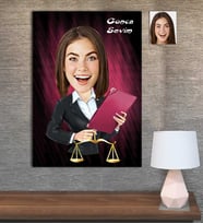 Kişiye Özel Karikatür Baskılı Ahşap Tablo Avukat Kadın-4 30x40