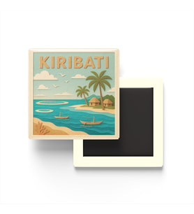 Kiribati - Kiribati - Paper Cut Art - Baskılı Buzdolap Magneti Kare - 9x9 cm