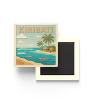 Kiribati - Kiribati - Paper Cut Art - Baskılı Buzdolap Magneti Kare - 9x9 cm
