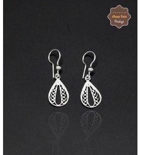 Sallantılı İşlemeli Damla Model 925 Ayar Gümüş Telkari Kadın Küpe 201024667