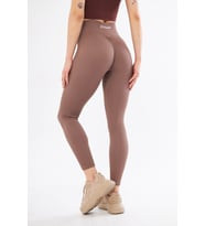 Kalçası Büzgülü Premium Fitilli  Ekstra Push Up Yüksek Bel Esnek ve Toparlayıcı Spor Tayt (Kahverengi)