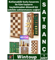 #Satranç Manyetik Seyahat Tipi Mini Mıknatıs Taşlı Ahşap Katlanabilir Kutulu Satranç Oyunu 40 Cm