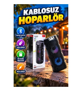 Bluetooth 5.0 Kablosuz Hoparlör – Çift Sürücülü, USB, SD Kart ve AUX Girişli