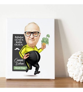 Diyet Yapan Babam Karikatürlü Kanvas Tablo