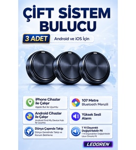 3 Adet - Android ve iOS Çift Sistemli GPS İzleyici, Küresel Ürün Bulucu Takip Cihazı, Android İPhone