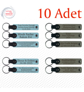 Gök Mavi & Kül Gri, 10'lu Set, Kişisel Mesajlı Hediyelik Anahtarlık, Unutulmaz Doğum Günü Hatırası