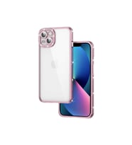 Apple iPhone 13 Uyumlu Kılıf Kamera Korumalı Taşlı Zore Mina Kapak (Rose Gold Altın)