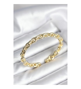 Mey İthalat® Zincir Model Gold Renk Pirinç Kadın Bileklik