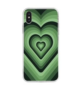 Iphone XS MAX Uyumlu Yeşil Kalp Tasarımlı Şeffaf Telefon Kılıfı